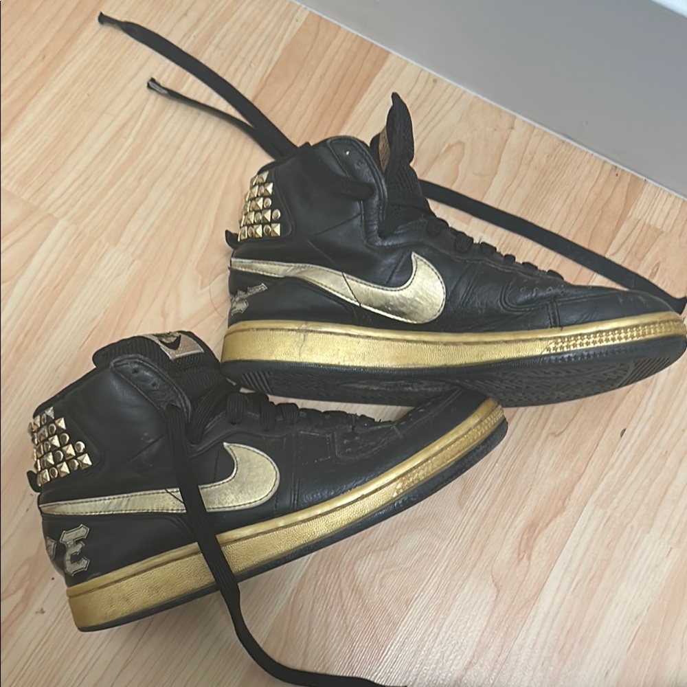Nike Black and Gold High-Top Sneakers